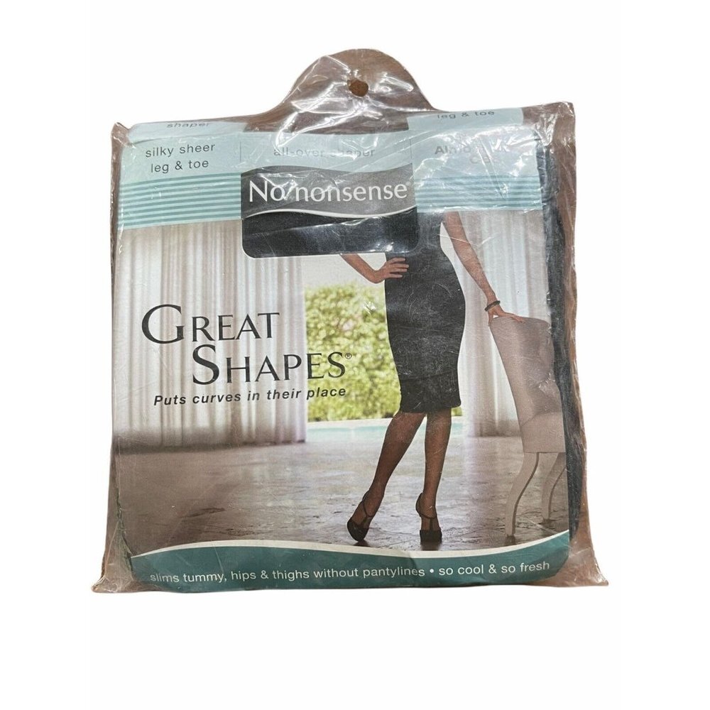 Vintage No Nonsense Great Shapes Almost Black Sz B Leg & Toe Silky Sheer Shaper